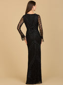Lara 29364 - Long Sleeve Fringe Dress-Lara-Lara