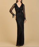 Lara 29364 - Long Sleeve Fringe Dress-Lara-4-Black-Lara