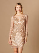 Lara 29367 - Long Sleeve Beaded Cocktail Dress