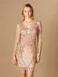 Lara 29367 - Long Sleeve Beaded Cocktail Dress