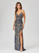 Lara 29373 - Beaded Tank Dress with Slit