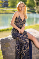 Lara 29373 - Beaded Tank Dress with Slit
