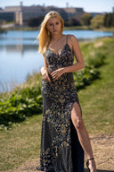 Lara 29373 - Beaded Tank Dress with Slit