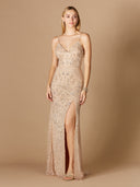 Lara 29373 - Beaded Tank Dress with Slit-Dress-Lara-Lara