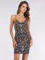 Lara 29378 - Spaghetti Strap Gold Beaded Dress