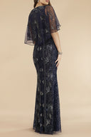Lara 29393 - Cape Sleeve Beaded Gown