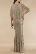 Lara 29397 - Cape Sleeve V-Neck Beaded Gown