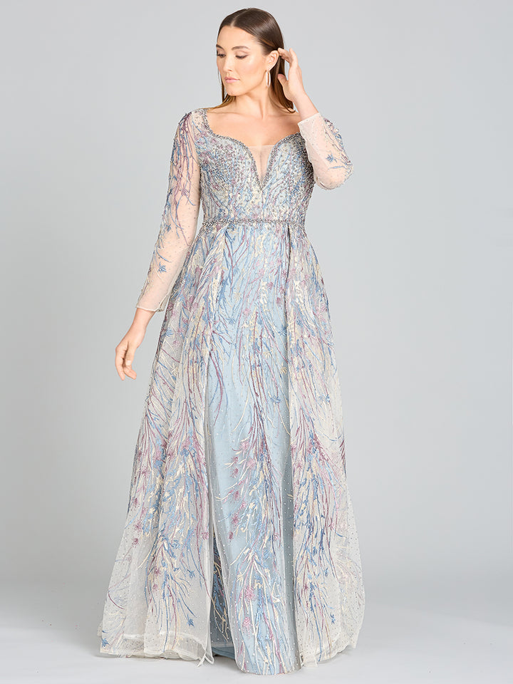 Lara anastasia lace gown with flutter sleeves store
