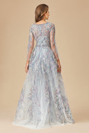 Lara 29452 - Long Sleeve Lace Gown with Overskirt