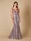 Lara 29461- Plunging V-Neckline Mermaid Snake Print Gown
