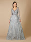 Lara 29471- Long Sleeve Lace Ballgown with V-Neckline