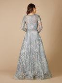 Lara 29471- Long Sleeve Lace Ballgown with V-Neckline