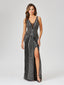 Lara 29499 - Embellished Long Dress with Thigh High Slit