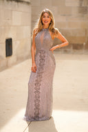 Lara 29600 - Halter Neck Dress with Keyhole