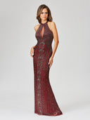 Lara 29600 - Halter Neck Dress with Keyhole