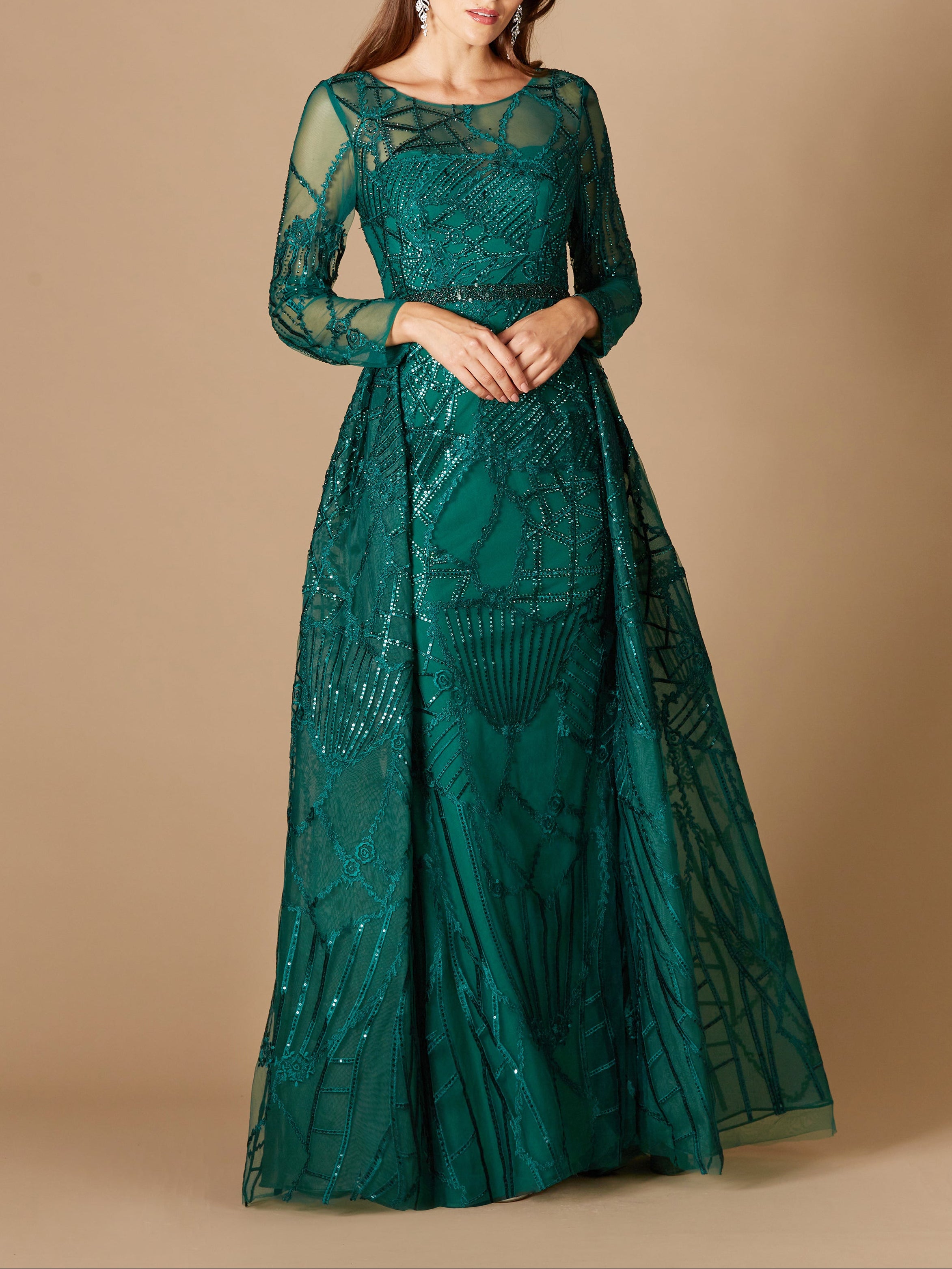 Lara 29633 - Gorgeous Overskirt Dress with Long Sleeves – Lara New