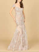Lara 29642 - Cap Sleeve Mermaid Gown-Dress-Lara-4-Blush-Lara