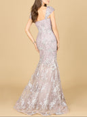 Lara 29642 - Cap Sleeve Mermaid Gown-Dress-Lara-Lara