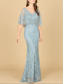 Lara 29673 - Cape Sleeve Mermaid Gown-Dress-Lara-4-Dusk-Lara
