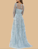 Lara 29677 - Illusion Neckline A-line Long Sleeves Gown