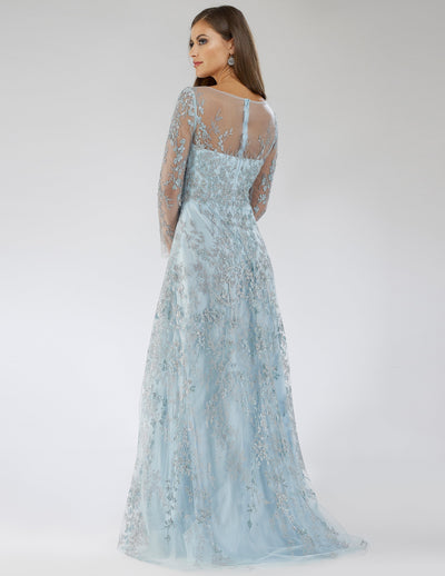 Lara 29677 - Illusion Neckline A-line Long Sleeves Gown