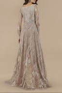 Lara 29753 - Long Sleeves Beaded Ballgown