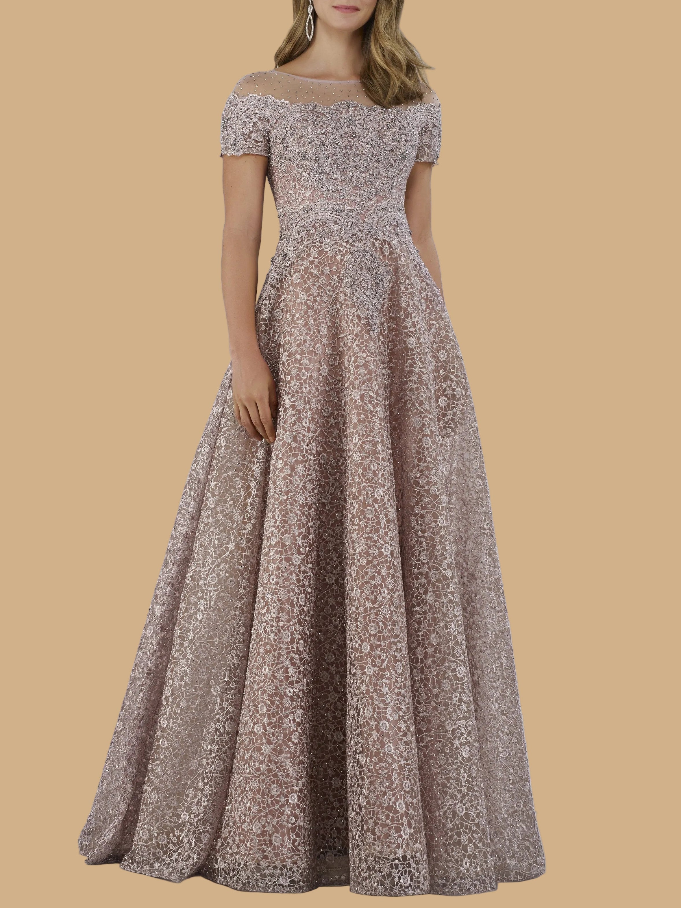 Lara 29765 - Sheer Off Shoulder Ball Gown