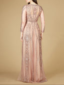 Lara 29788 - Long Illusion Sleeves A-line Long Gown-Dress-Lara-Lara