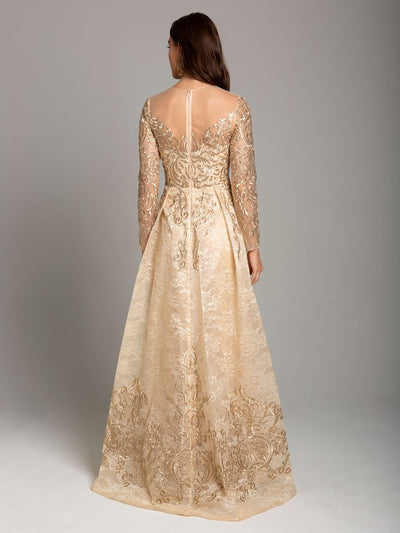 Lara 29856 - Long Sleeve Lace Ball Gown