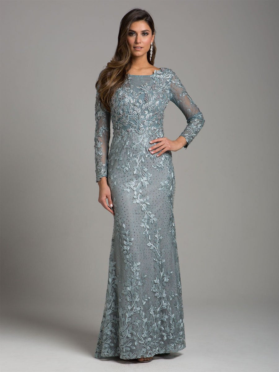 Lara 29924 Long Sleeve Lace Dress With Lace Appliques