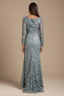 Lara 29924 Long Sleeve Lace Dress With Lace Appliques
