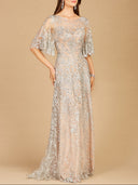 Lara 33277 - Cape Sleeve Mother's Gown-Dress-Lara-Lara