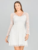 Lara Eliza Beaded A-line Bell Sleeve Bridal Short Dress-Dress-Lara-Lara
