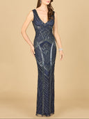Lara 33552 - Fitted Dress With Tonal Beading-Dress-Lara-Lara