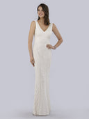 Lara Bryant Beaded Tank Sheath Wedding Dress