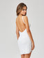 Lara Illusion V-Neck Beaded Mini Dress with Low Back