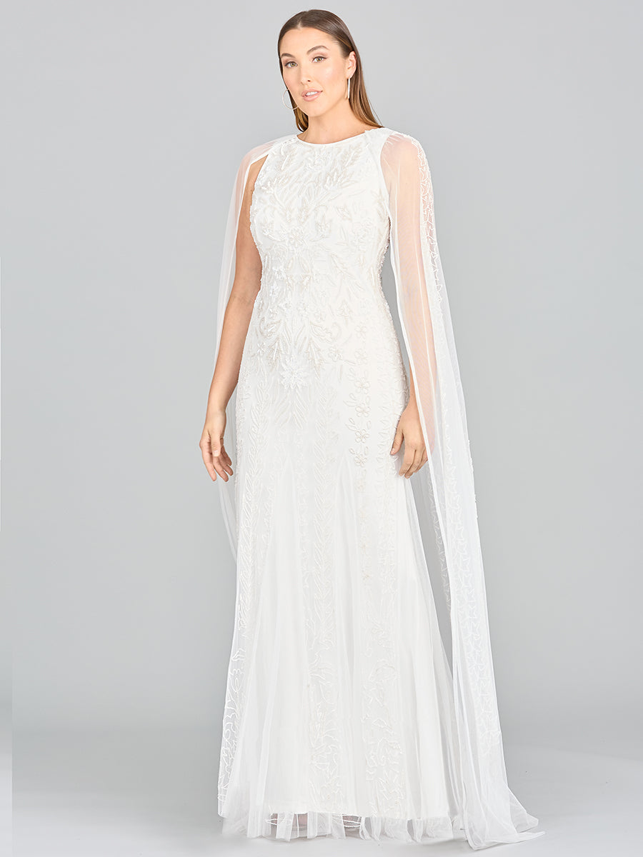 Lara Women's Eve Beaded Cape Sleeve Wedding Dress