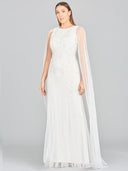 Lara Eve Beaded Cape Sleeve Wedding Dress-Dress-Lara-Lara