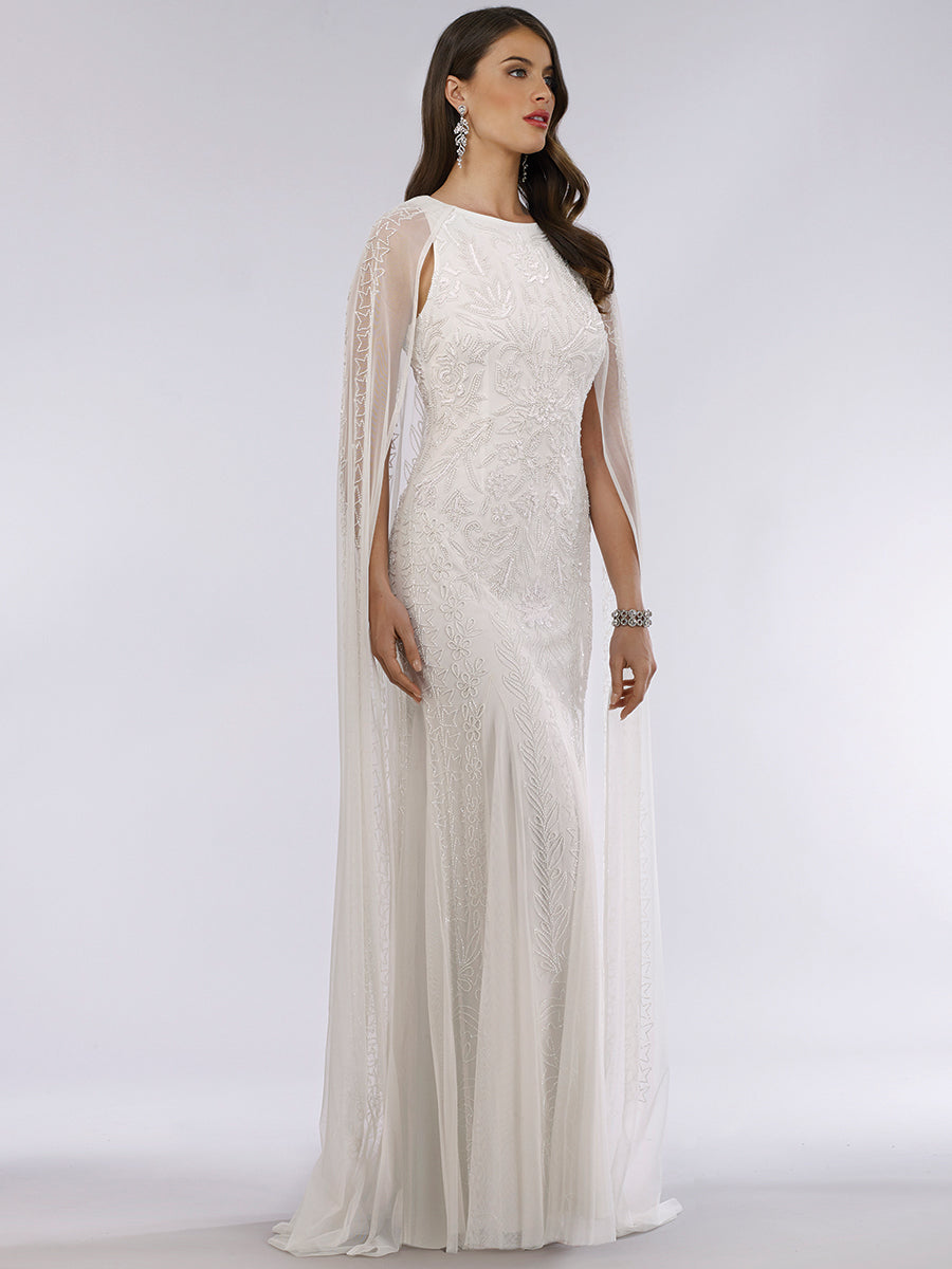 Lara 51045 Eve Beaded Cape Sleeve Wedding Dress Lara New York Lara 51045 Eve Beaded Cape Sleeve Wedding Dress Lara New York