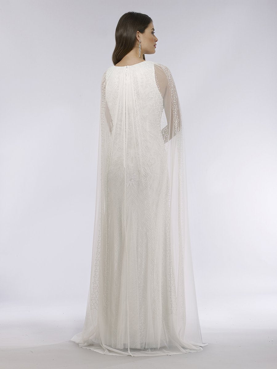 Lara Eve Beaded Cape Sleeve Wedding Dress