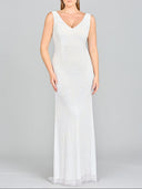Lara Erika Beaded Draped Cowl Back V-Neck Wedding Dress-Dress-Lara-Lara