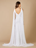Lara Gia Beaded Tank Wedding Dress with Streamers