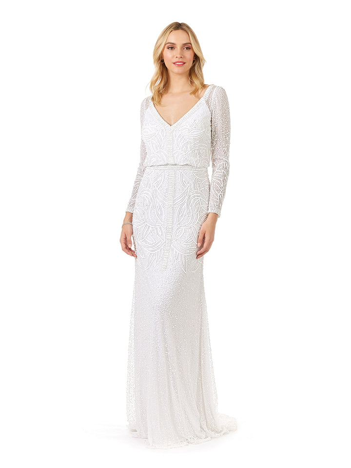 Lara alyssa beaded wedding dress with bell sleeves hotsell