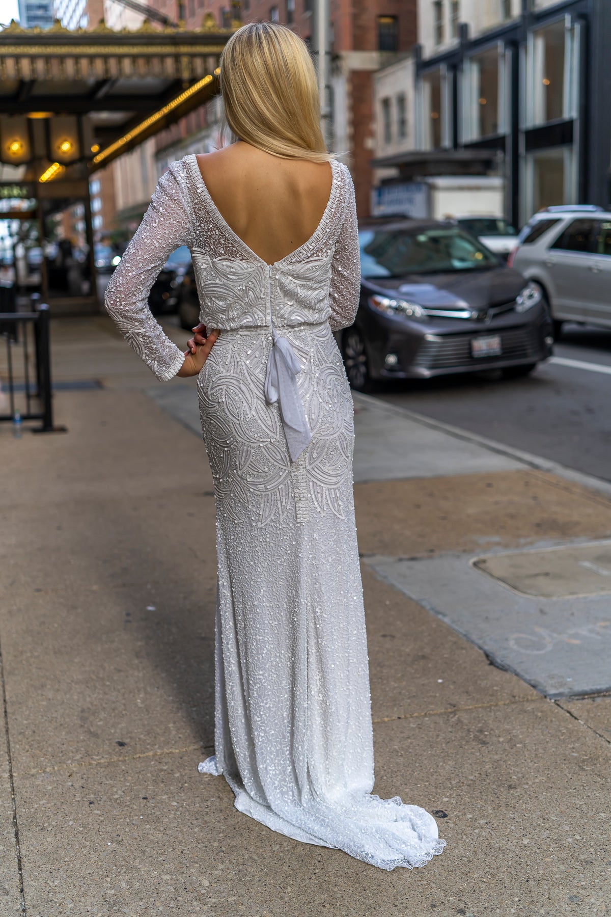 Lara Grant Long Sleeve Beaded Wedding Dress