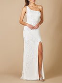 Lara Fleur One Shoulder Floral Beaded Wedding Gown