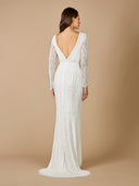 Lara Flora Beaded Long Sleeve Wedding Gown