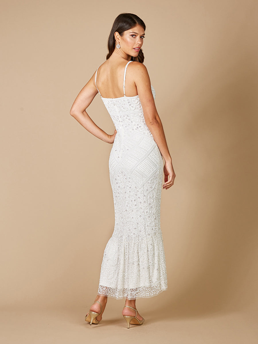 Lara Fae V-Neck Spaghetti Strap Wedding Gown
