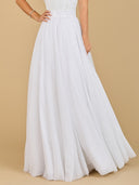 Lara 51117 - Long Skirt with Sequin Belt-Long Skirts-Lara-2-Ivory-Lara