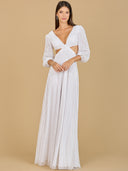 Lara 51119 - Long Sleeve Cut Out Wedding Dress-Dress-Lara-Lara