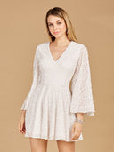 Lara 51121 - Long Bell Sleeve Sequin Bridal Cocktail Dress